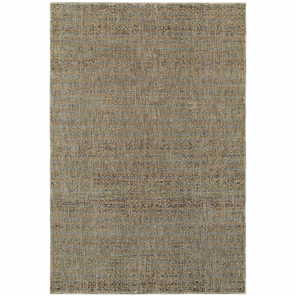 9 x 12 ft. Silver Gold Rust & Blue Green Geometric Power Loom Stain Resistant Rectangle Area Rug