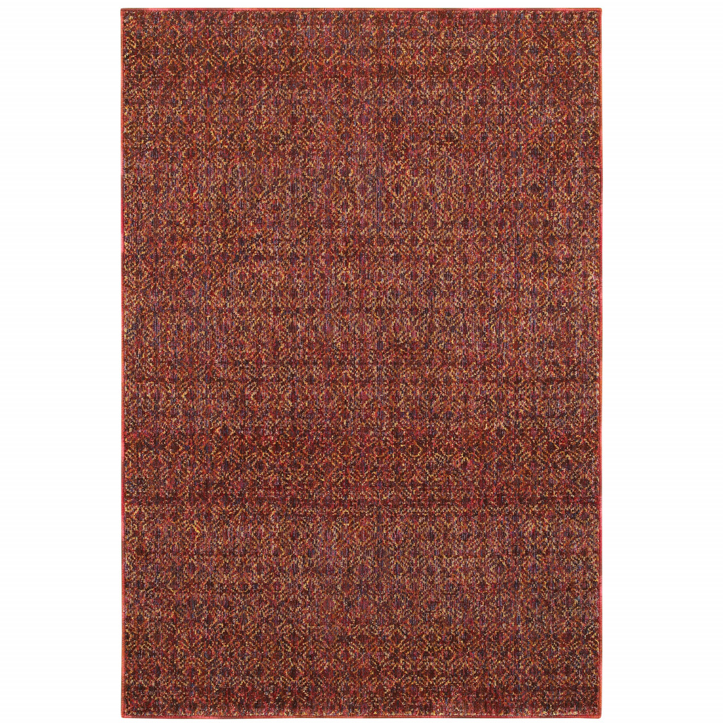 10 x 13 ft. Red Gold & Blue Geometric Power Loom Stain Resistant Rectangle Area Rug - Red Gold and Blue - 10 x 13 ft.