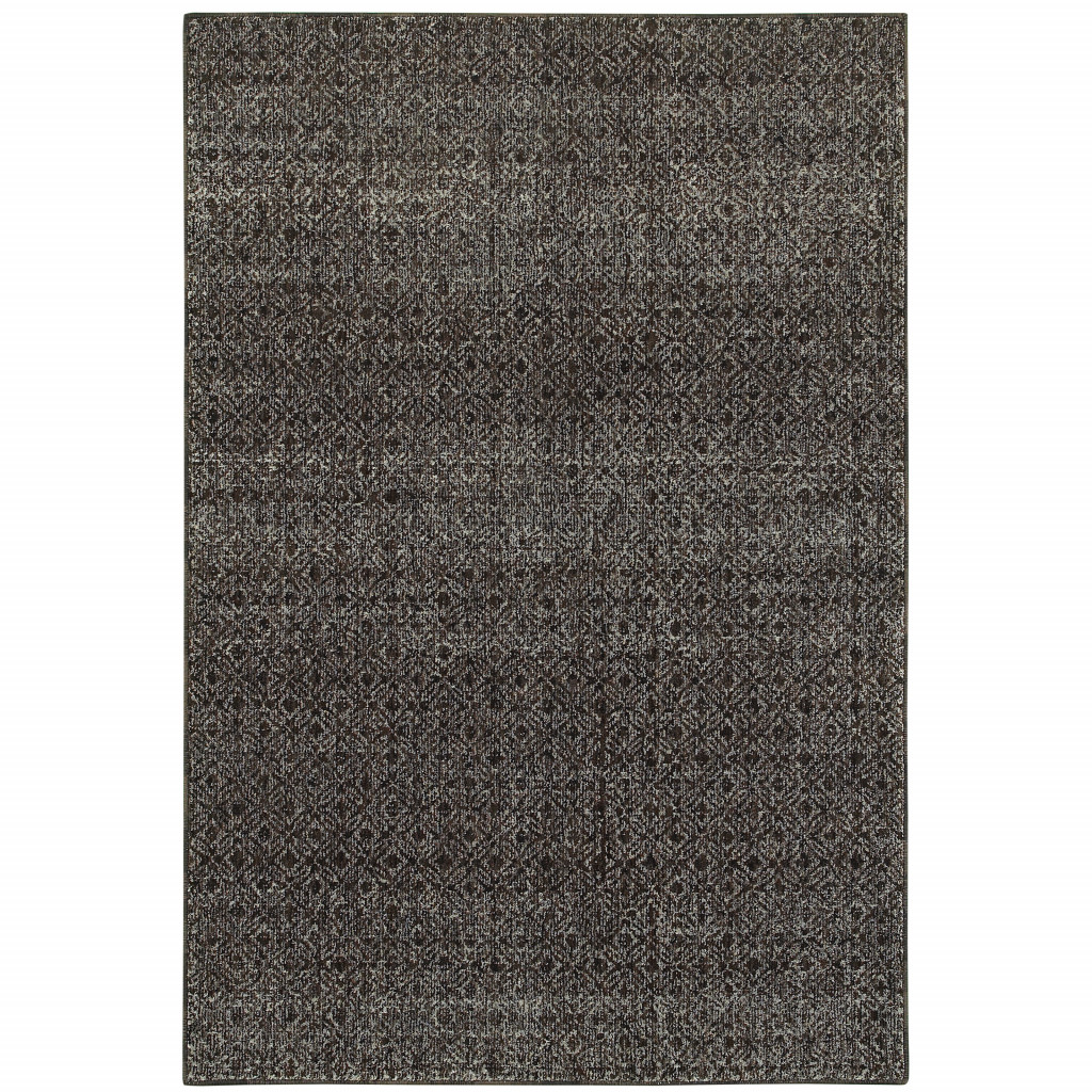 5 x 7 ft. Charcoal Gray & Brown Geometric Power Loom Stain Resistant Rectangle Area Rug - Gray - 5 x 7 ft.
