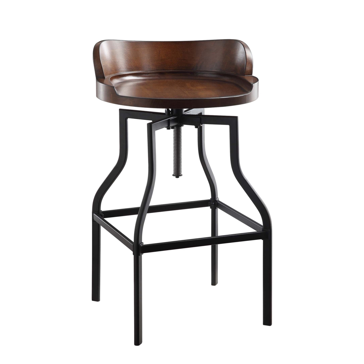 29 in. Steel Swivel Backless Adjustable Height Bar Chair with Footrest, Chestnut