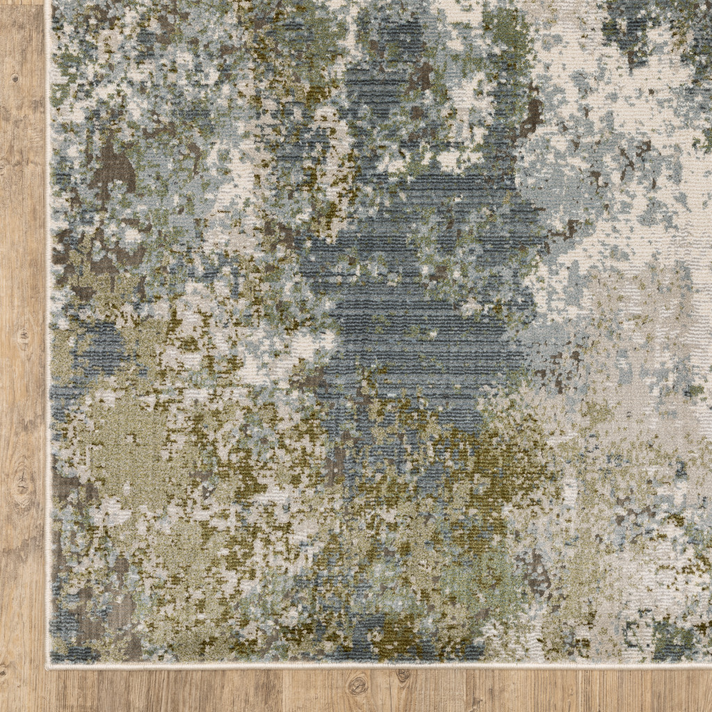 5 x 8 ft. Blue Gray Green & Beige Abstract Power Loom Stain Resistant Rectangle Area Rug
