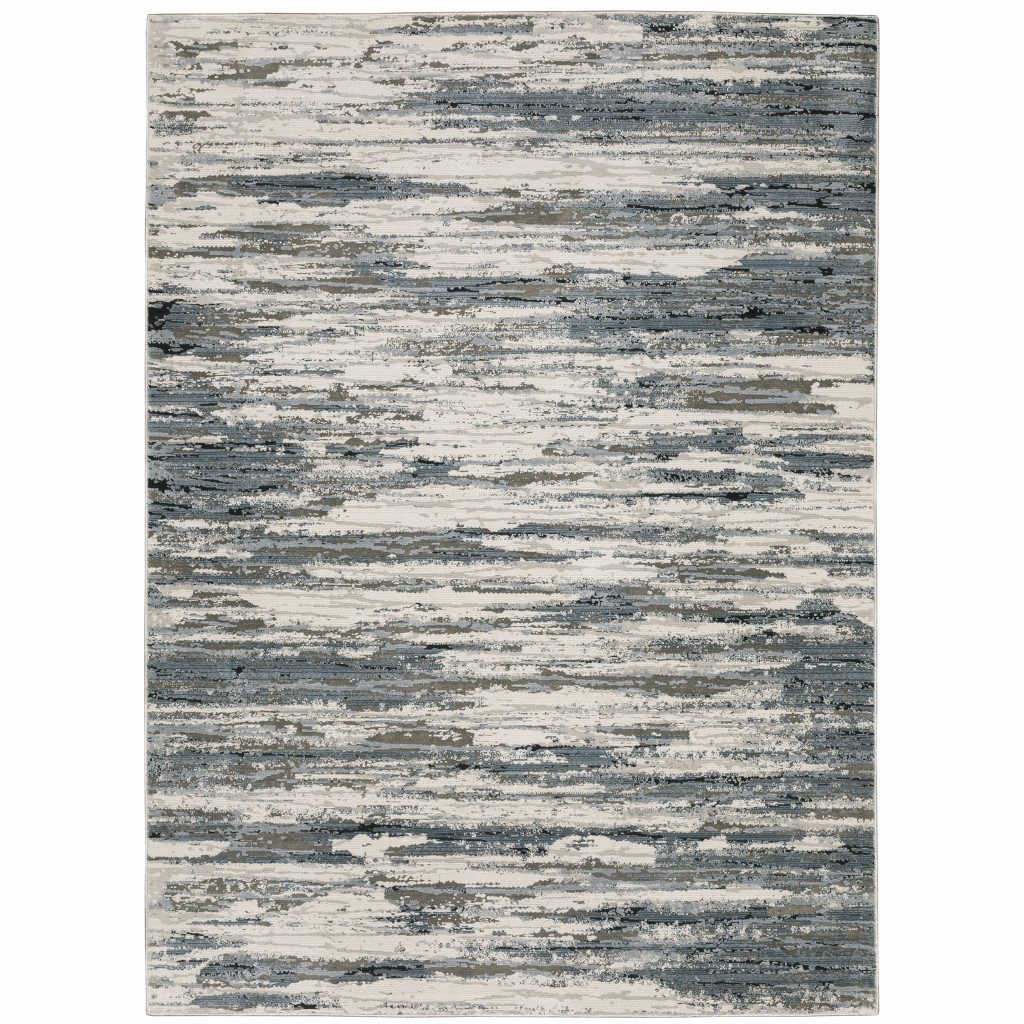 3 x 5 ft. Blue Gray Beige & Brown Abstract Power Loom Stain Resistant Rectangle Area Rug