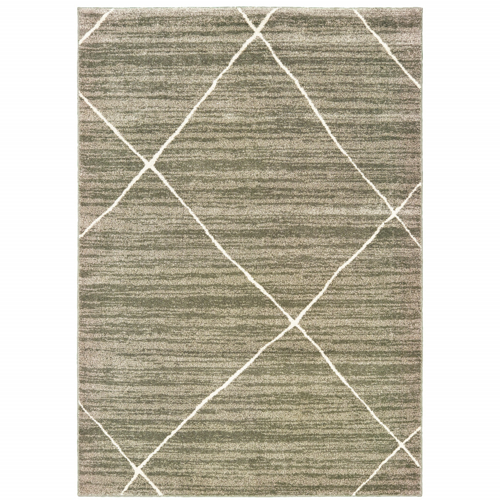 8 x 10 ft. Gray & Ivory Geometric Power Loom Stain Resistant Rectangle Area Rug - Gray and Ivory - 8 x 10 ft.