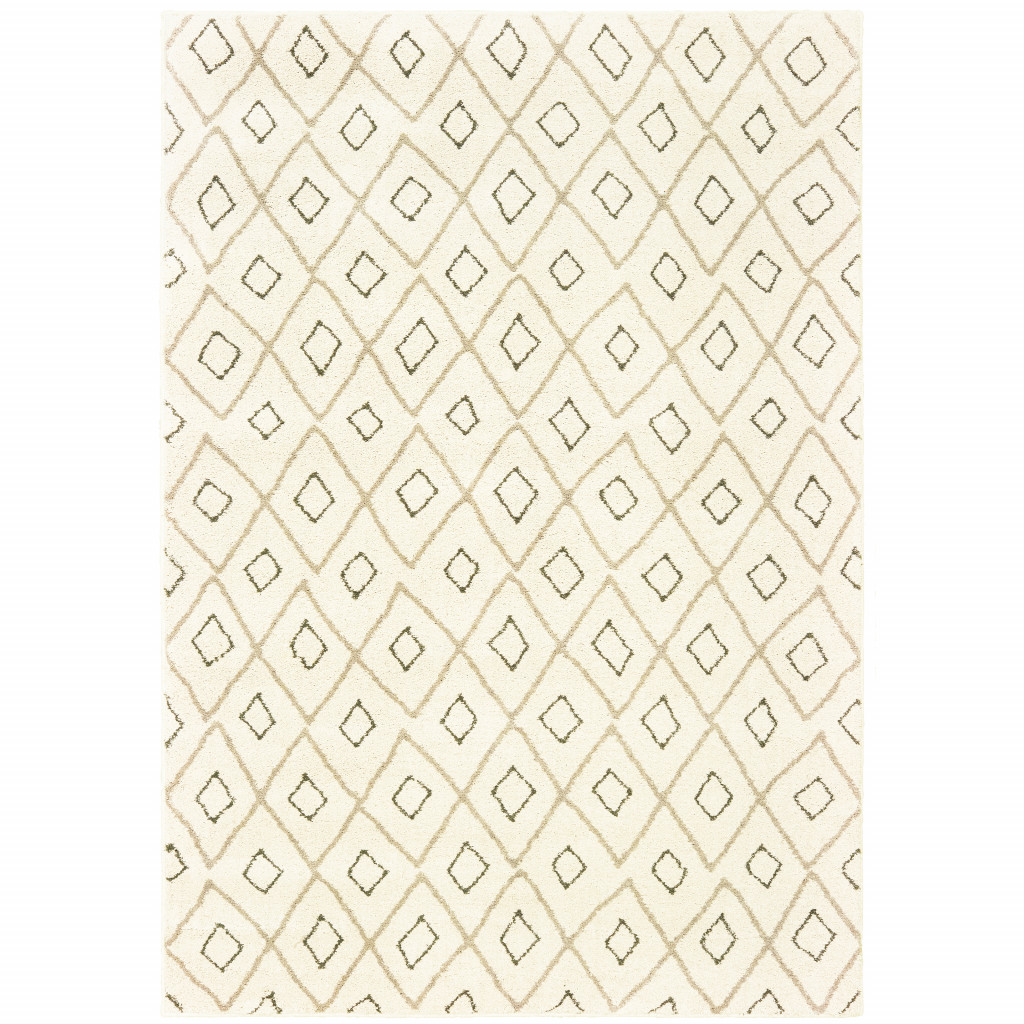 4 x 6 ft. Sand Ash Gray & Ivory Geometric Power Loom Stain Resistant Rectangle Area Rug