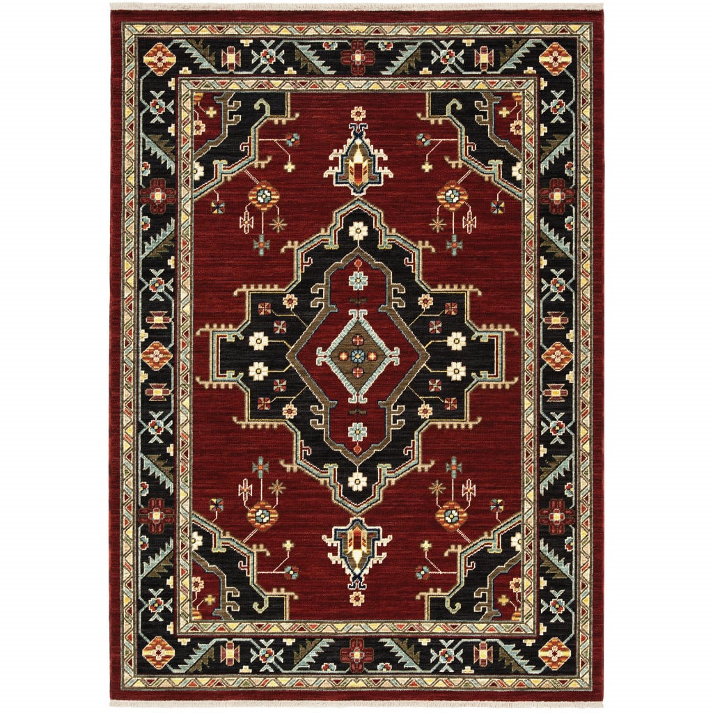 Oriental Power Loom Stain Resistant Area Rug - Multi Color - 3 x 5 ft.