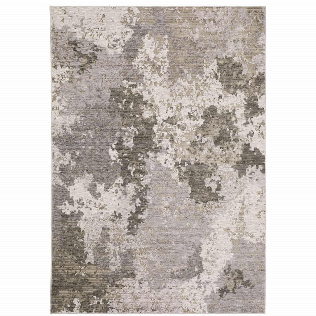 3 x 5 ft. Gray Ivory Beige Tan Brown & Black Abstract Power Loom Stain Resistant Rectangle Area Rug
