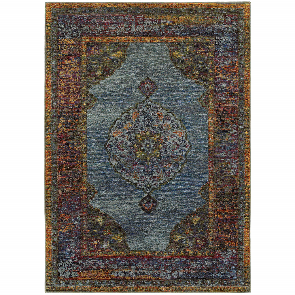 Oriental Power Loom Stain Resistant Area Rug - Multi Color - 3 x 5 ft.