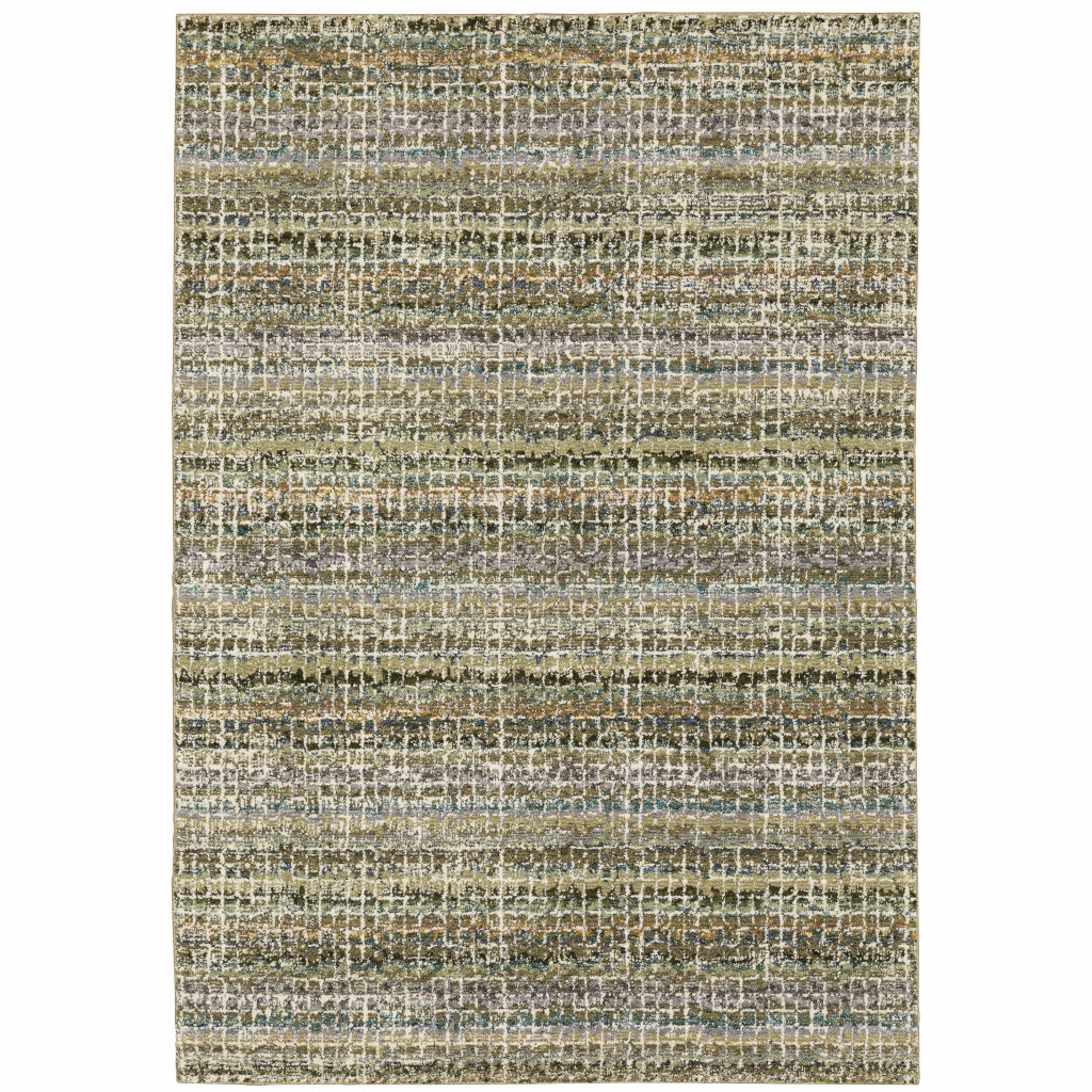 3 x 5 ft. Green Gray & Purple Abstract Power Loom Stain Resistant Rectangle Area Rug