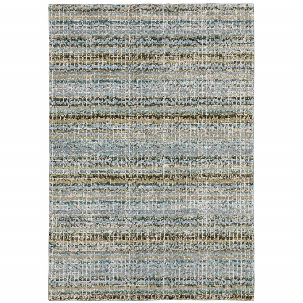 10 x 13 ft. Blue Green Teal & Gray Abstract Power Loom Stain Resistant Rectangle Area Rug