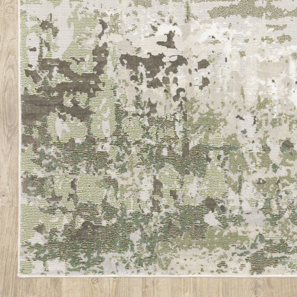 6 x 9 ft. Beige Gray Brown & Sage Green Abstract Power Loom Stain Resistant Rectangle Area Rug