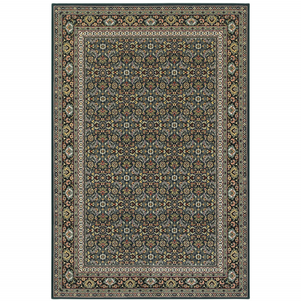 509113 2 x 4 ft. Oriental Power Loom Stain Resistant Machine Made Rectangle Area Rug, Navy Blue