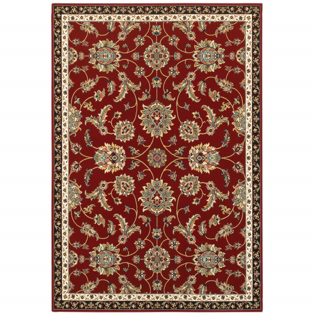 509127 2 x 4 ft. Red Black Blue Ivory Green & Salmon Oriental Power Loom Stain Resistant Rectangle Area Rug
