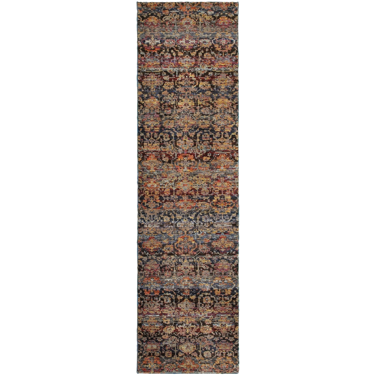 2 x 8 ft. Multi & Blue Abstract Power Loom Stain Resistant Runner Area Rug - Multi and Blue