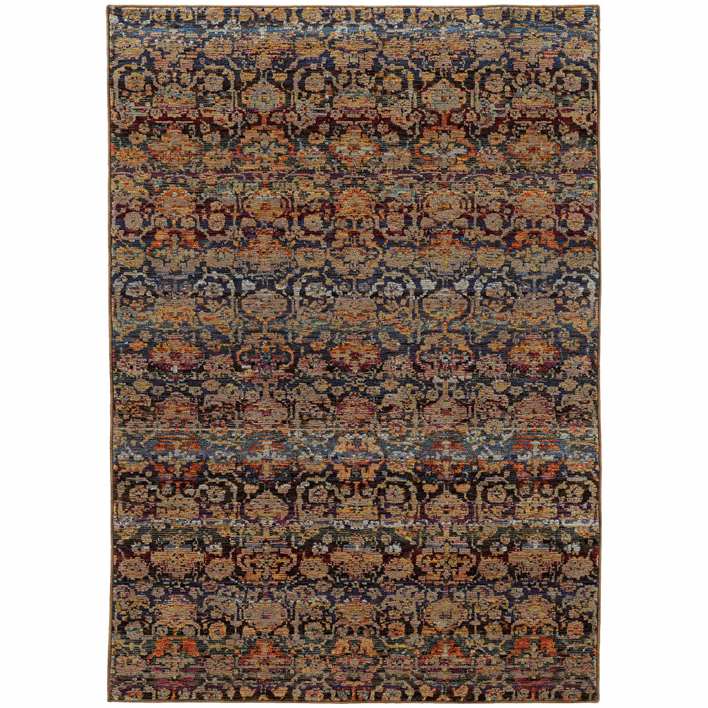 6 x 9 ft. Multi & Blue Abstract Power Loom Stain Resistant Rectangle Area Rug - Multi and Blue - 6 x 9 ft.