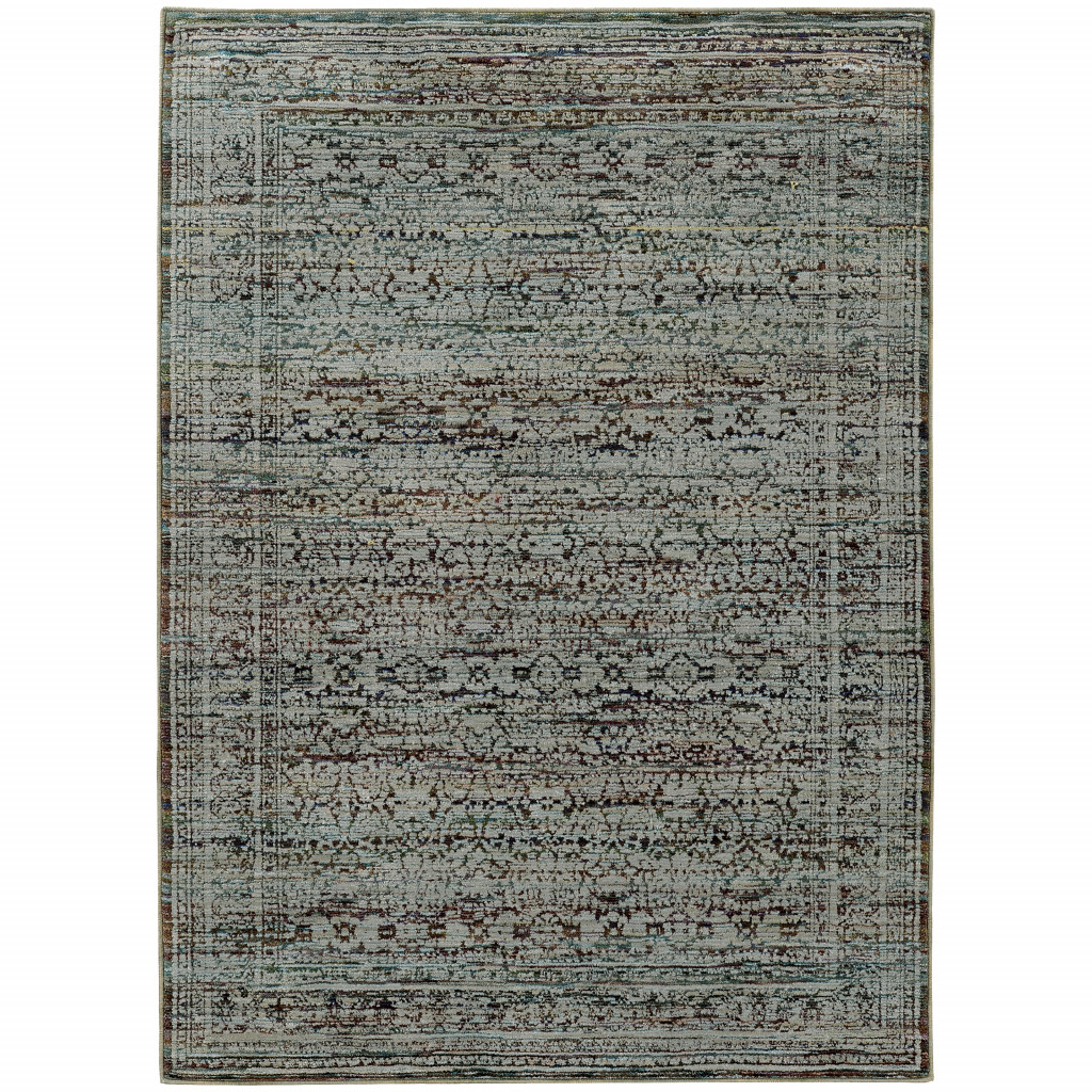 3 x 5 ft. Blue & Purple Oriental Power Loom Stain Resistant Rectangle Area Rug