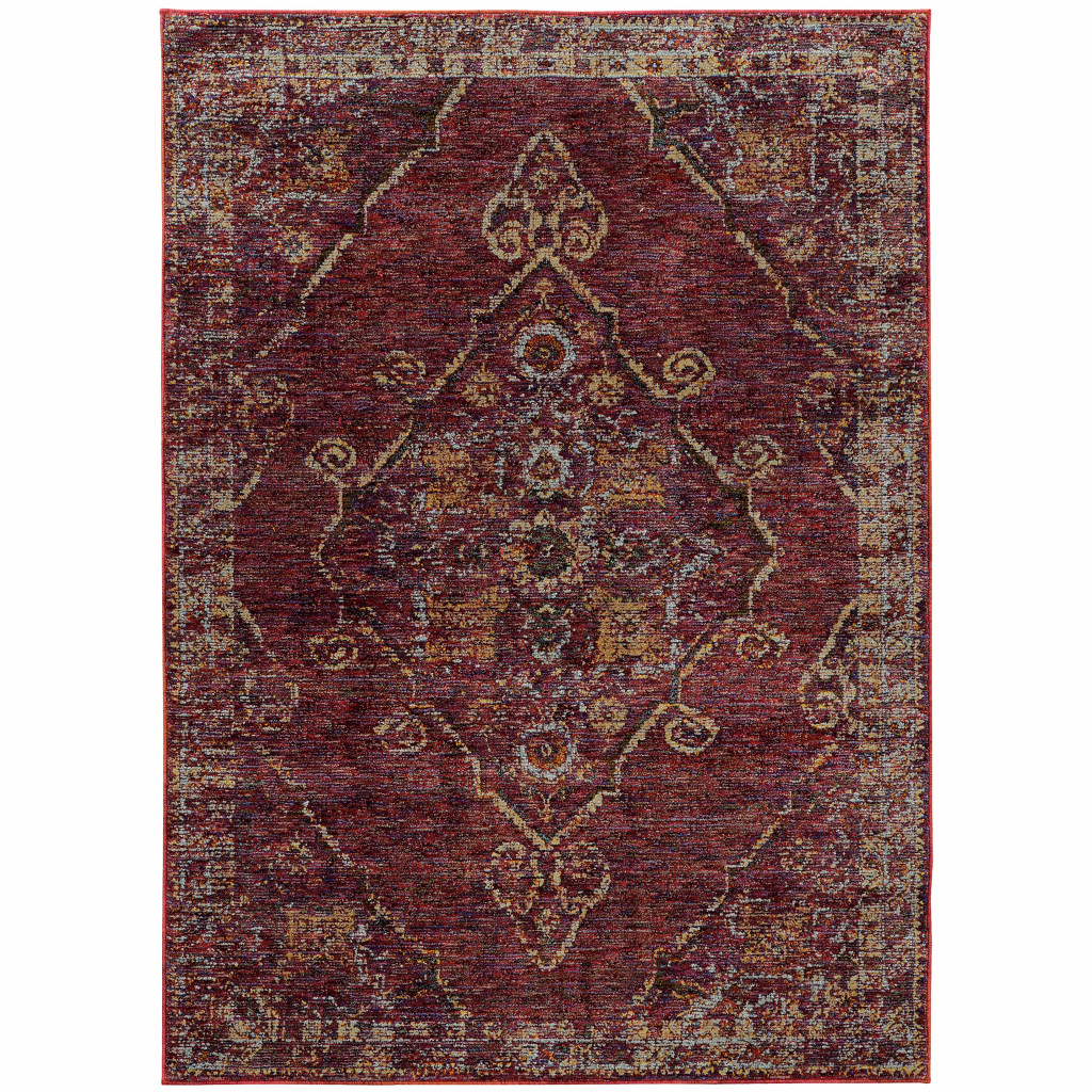 10 x 13 ft. Red & Gold Oriental Power Loom Stain Resistant Rectangle Area Rug - Red and Gold - 10 x 13 ft.