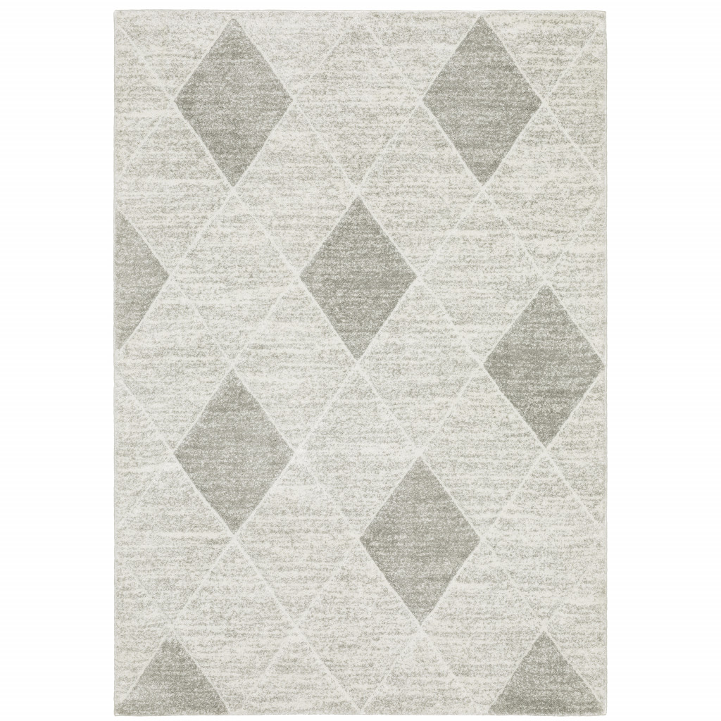 8 x 11 ft. Gray & Ivory Geometric Power Loom Stain Resistant Rectangle Area Rug - Gray and Ivory - 8 x 11 ft.