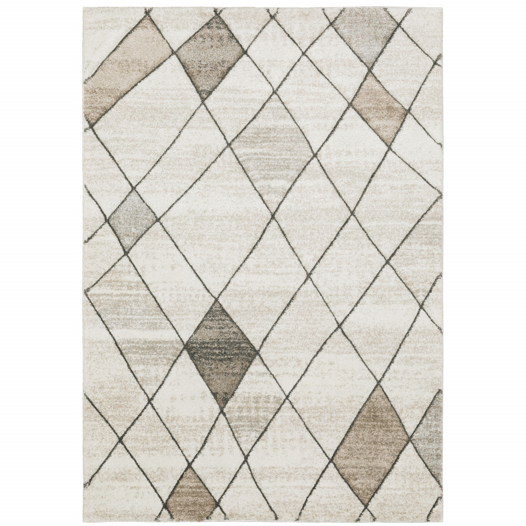 8 x 11 ft. Beige Gray Tan & Brown Geometric Power Loom Stain Resistant Rectangle Area Rug