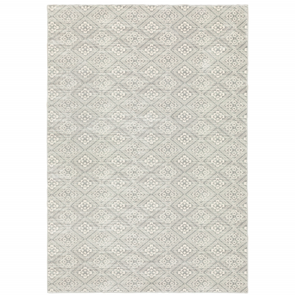 508530 10 x 13 ft. Gray Geometric Power Loom Stain Resistant Rectangle Area Rug