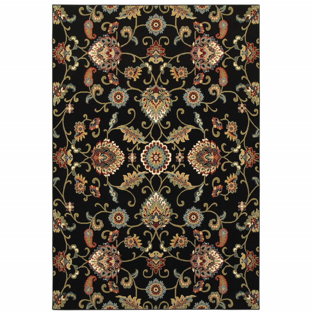 8 x 11 ft. Floral Power Loom Stain Resistant Area Rug - Multi Color