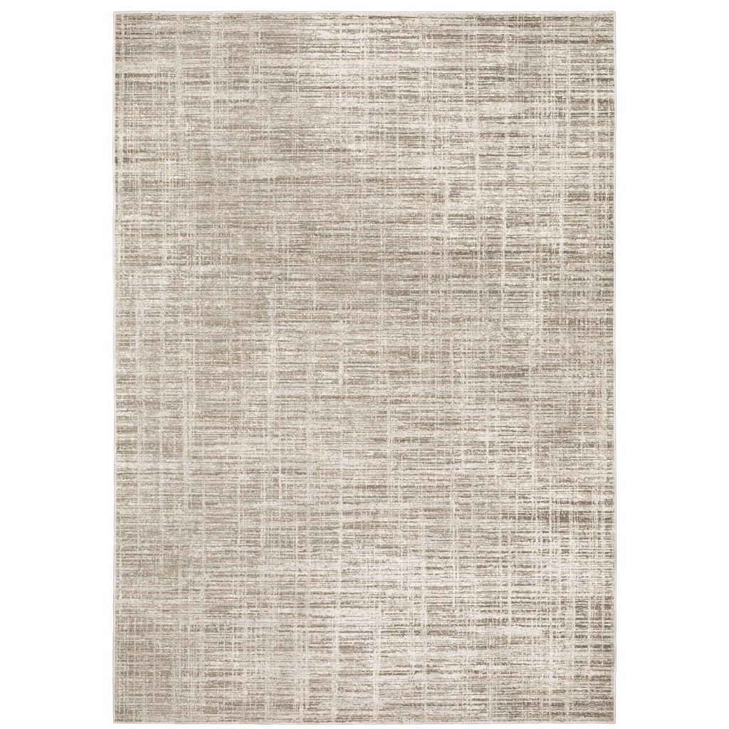 6 x 9 ft. Beige Gray Ivory Tan & Brown Abstract Power Loom Stain Resistant Rectangle Area Rug