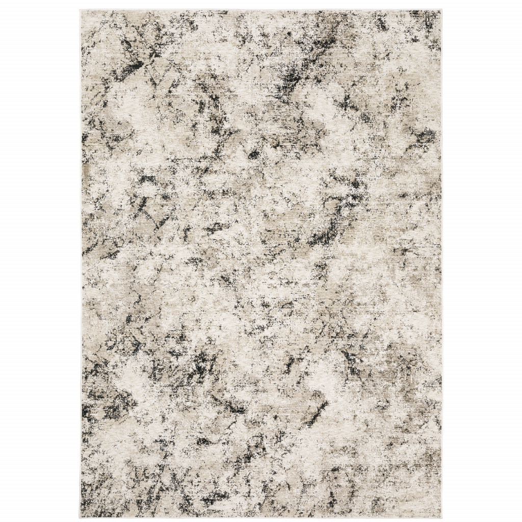 8 x 11 ft. Ivory Gray Black Beige & Tan Abstract Power Loom Stain Resistant Rectangle Area Rug