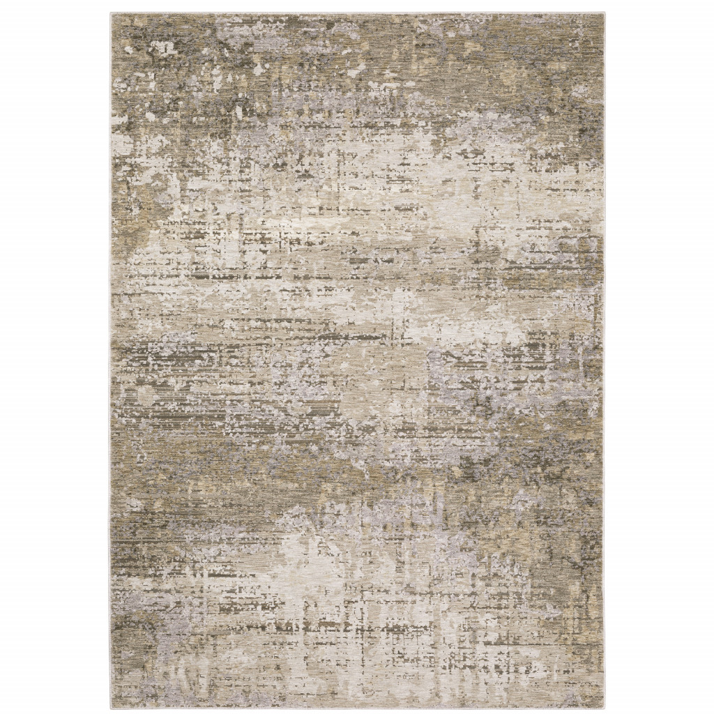 10 x 13 ft. Beige Gray Ivory Tan & Brown Abstract Power Loom Stain Resistant Rectangle Area Rug