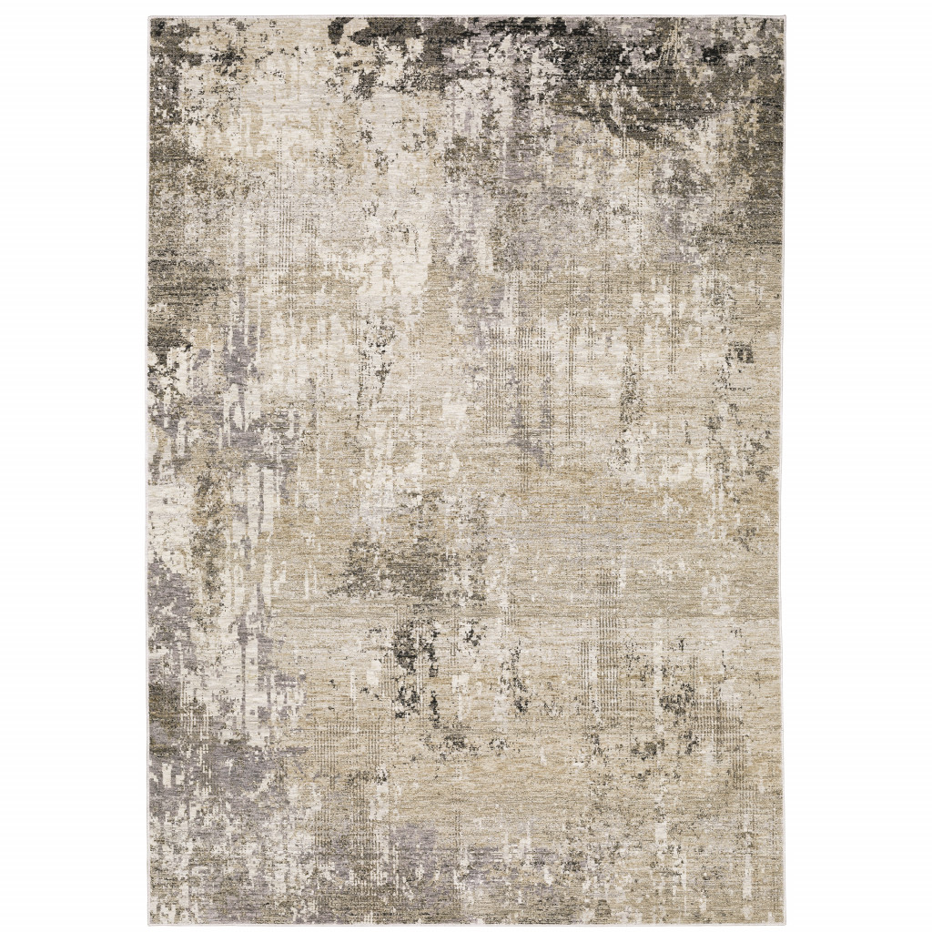 5 x 8 ft. Beige Gray Ivory Tan & Brown Abstract Power Loom Stain Resistant Rectangle Area Rug