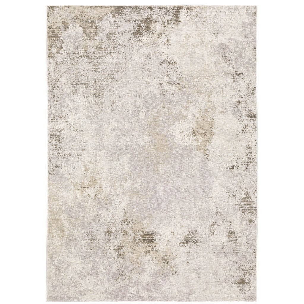 5 x 8 ft. Beige Ivory Tan Gray & Brown Abstract Power Loom Stain Resistant Rectangle Area Rug - Beige and Ivory