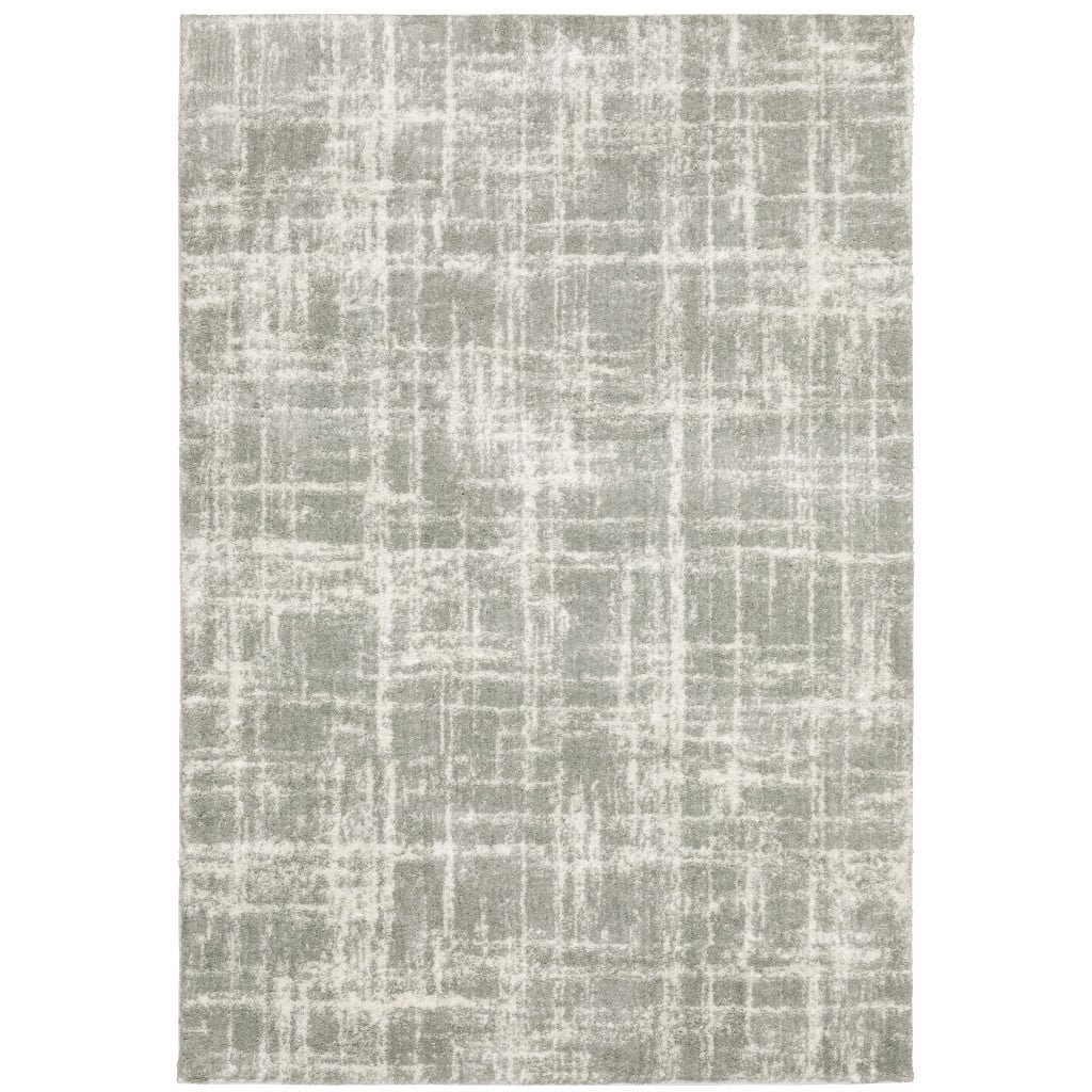 509881 5 x 8 ft. Gray & Ivory Abstract Shag Power Loom Stain Resistant Rectangle Area Rug