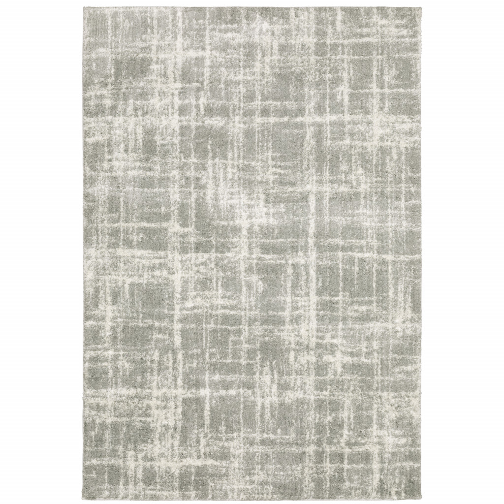 6 x 9 ft. Gray & Ivory Abstract Shag Power Loom Stain Resistant Rectangle Area Rug - Gray and Ivory - 6 x 9 ft.