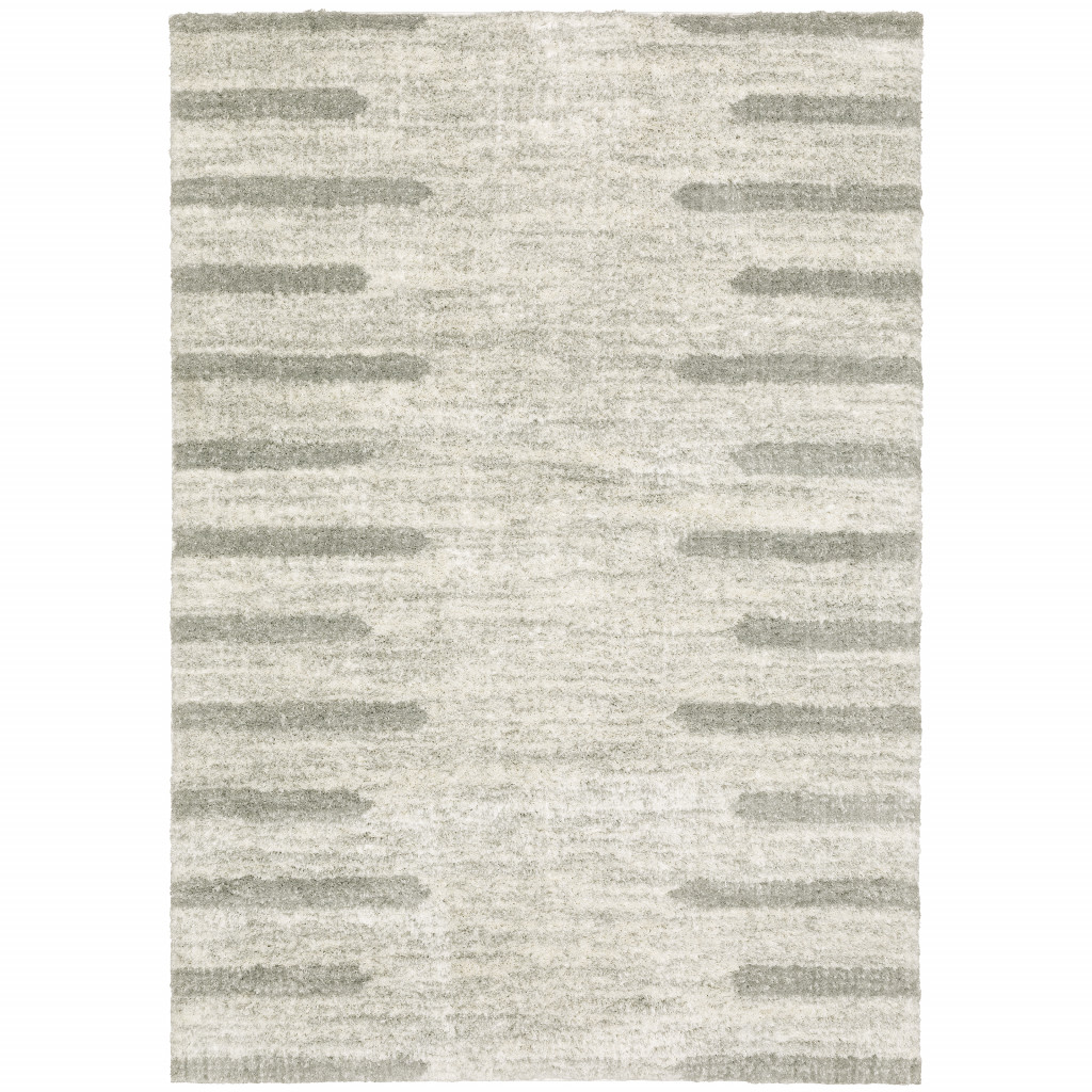 509889 2 x 3 ft. Ivory & Gray Geometric Shag Power Loom Stain Resistant Rectangle Area Rug