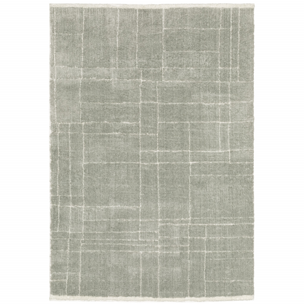 2 x 3 ft. Gray & Ivory Geometric Shag Power Loom Stain Resistant Rectangle Area Rug