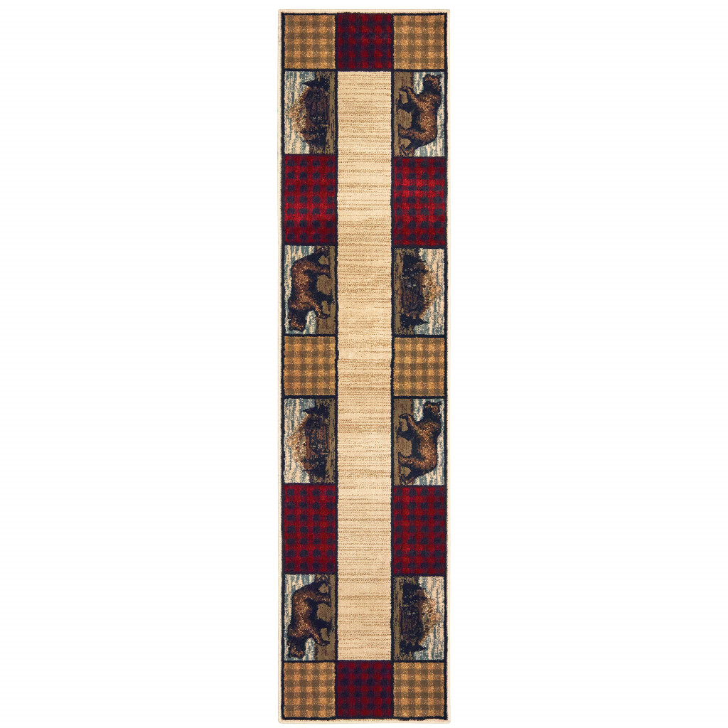 2 x 8 ft. Southwestern Power Loom Stain Resistant Runner Rug, Ivory