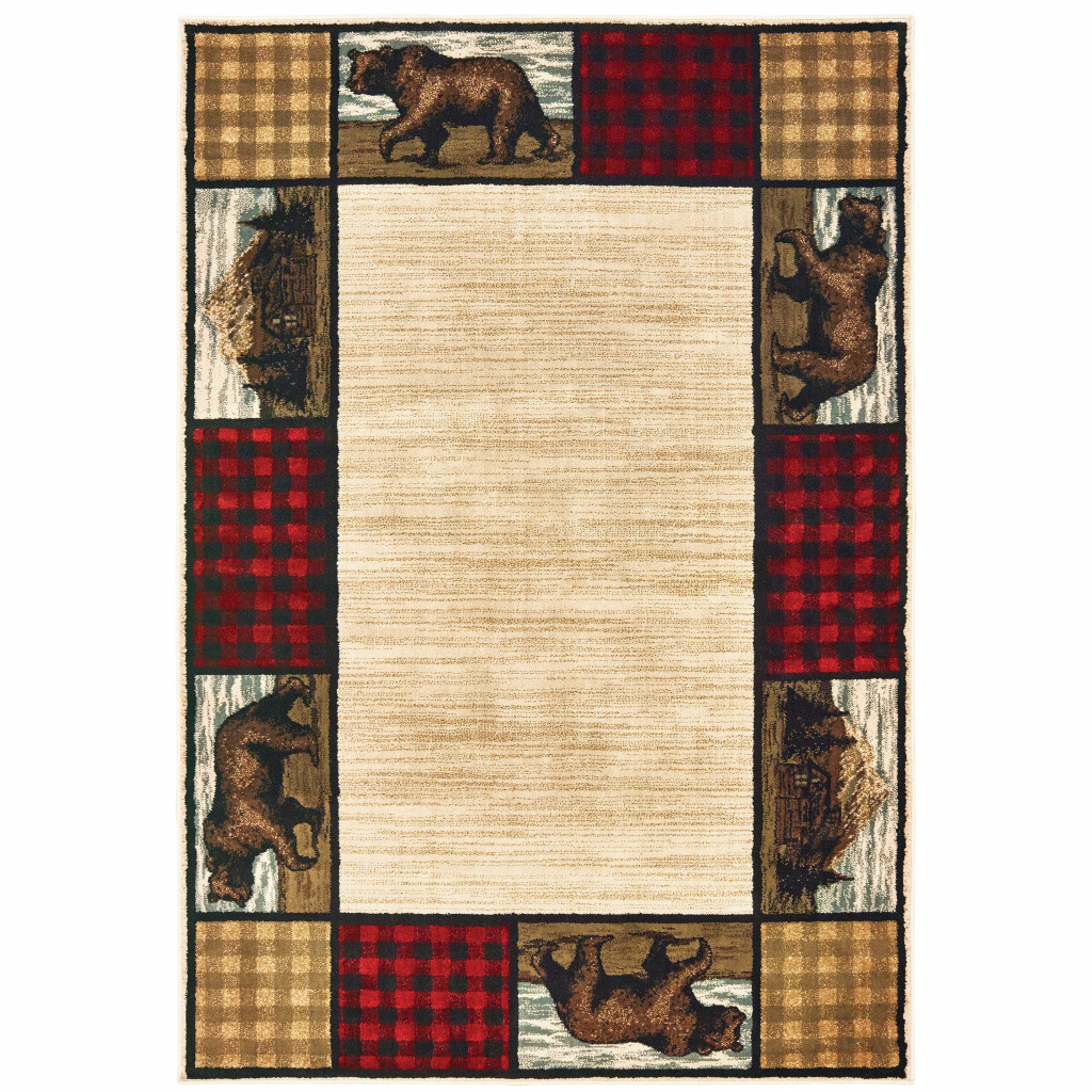 8 x 10 ft. Ivory Southwestern Power Loom Stain Resistant Rectangle Area Rug