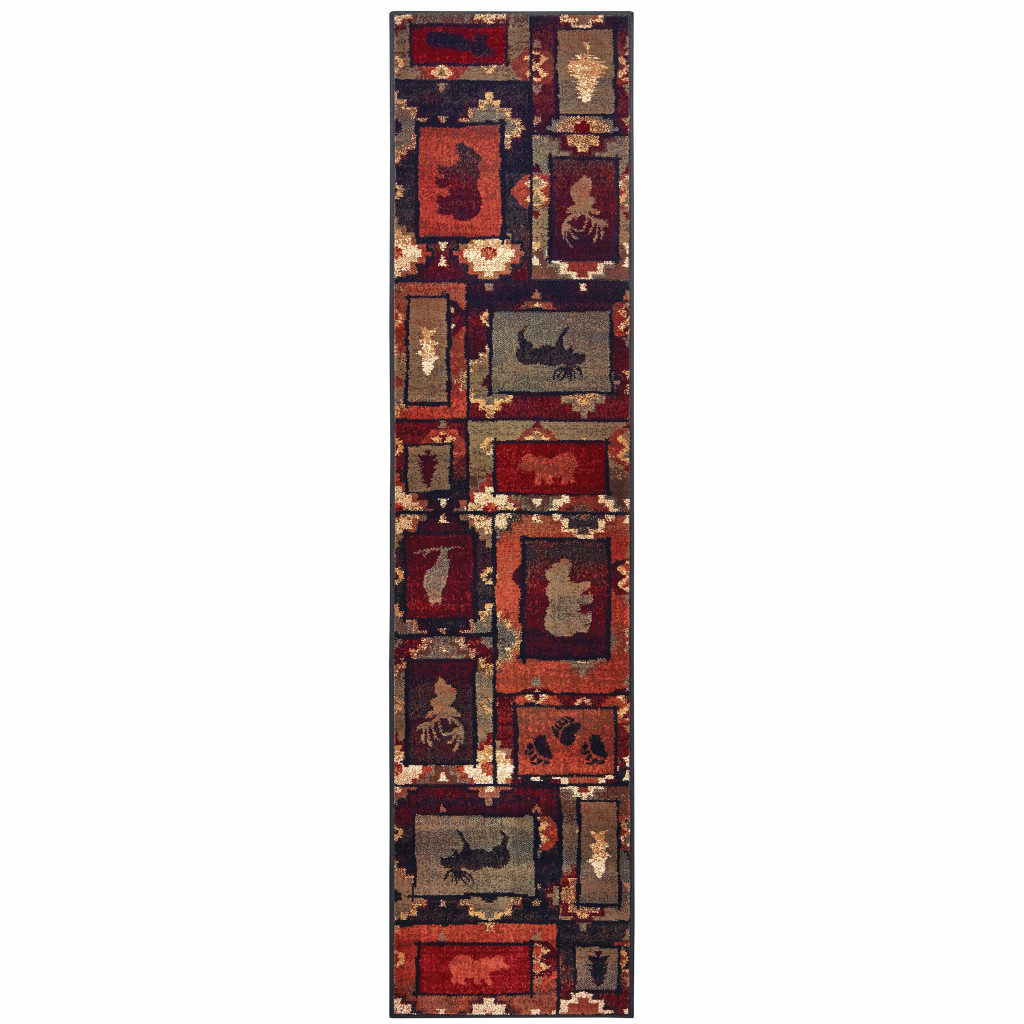 2 x 8 ft. Southwestern Power Loom Stain Resistant Runner Rug, Multi Color