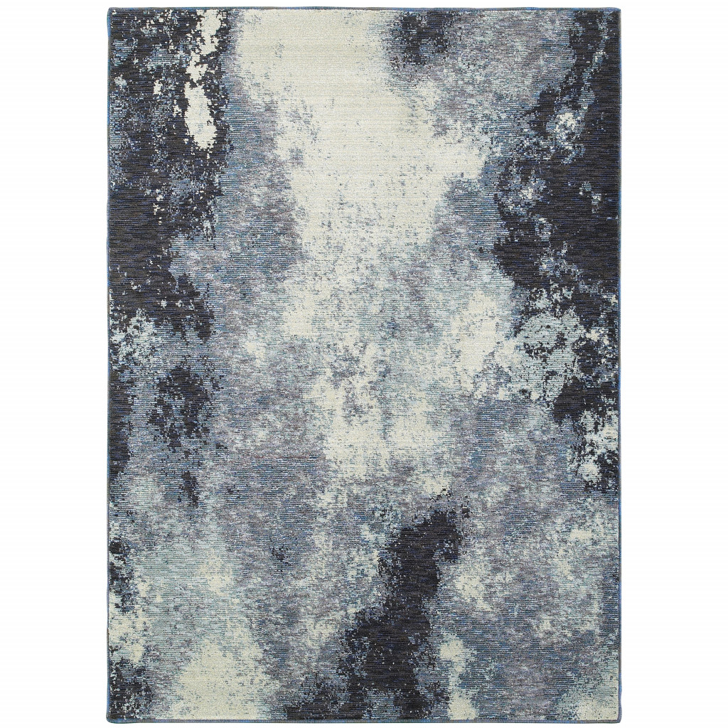 2 x 3 ft. Navy & Ivory Abstract Power Loom Stain Resistant Rectangle Area Rug - Navy and Ivory - 2 x 3 ft.