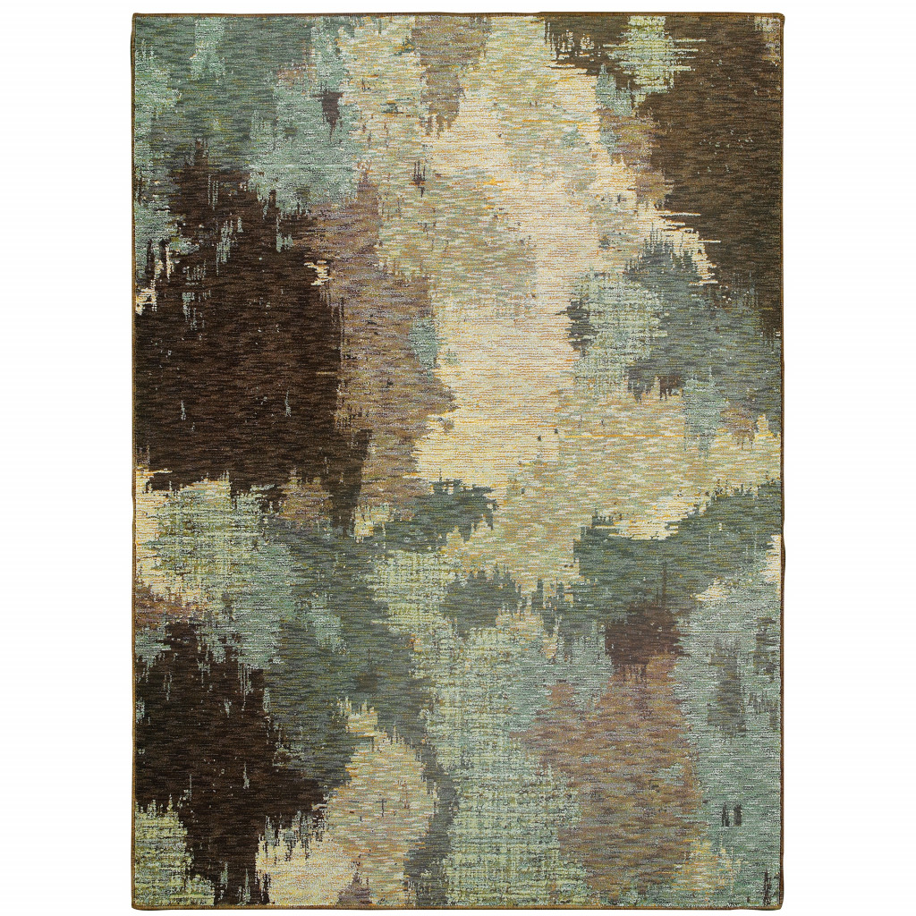 2 x 3 ft. Abstract Power Loom Stain Resistant Area Rug - Blue & Brown