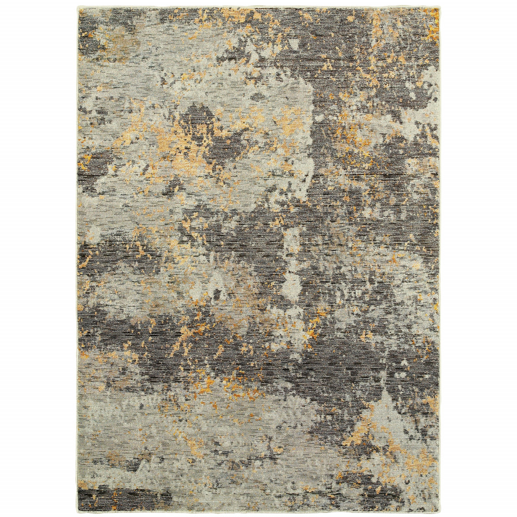 2 x 3 ft. Gray & Gold Abstract Power Loom Stain Resistant Rectangle Area Rug - Gray and Gold - 2 x 3 ft.