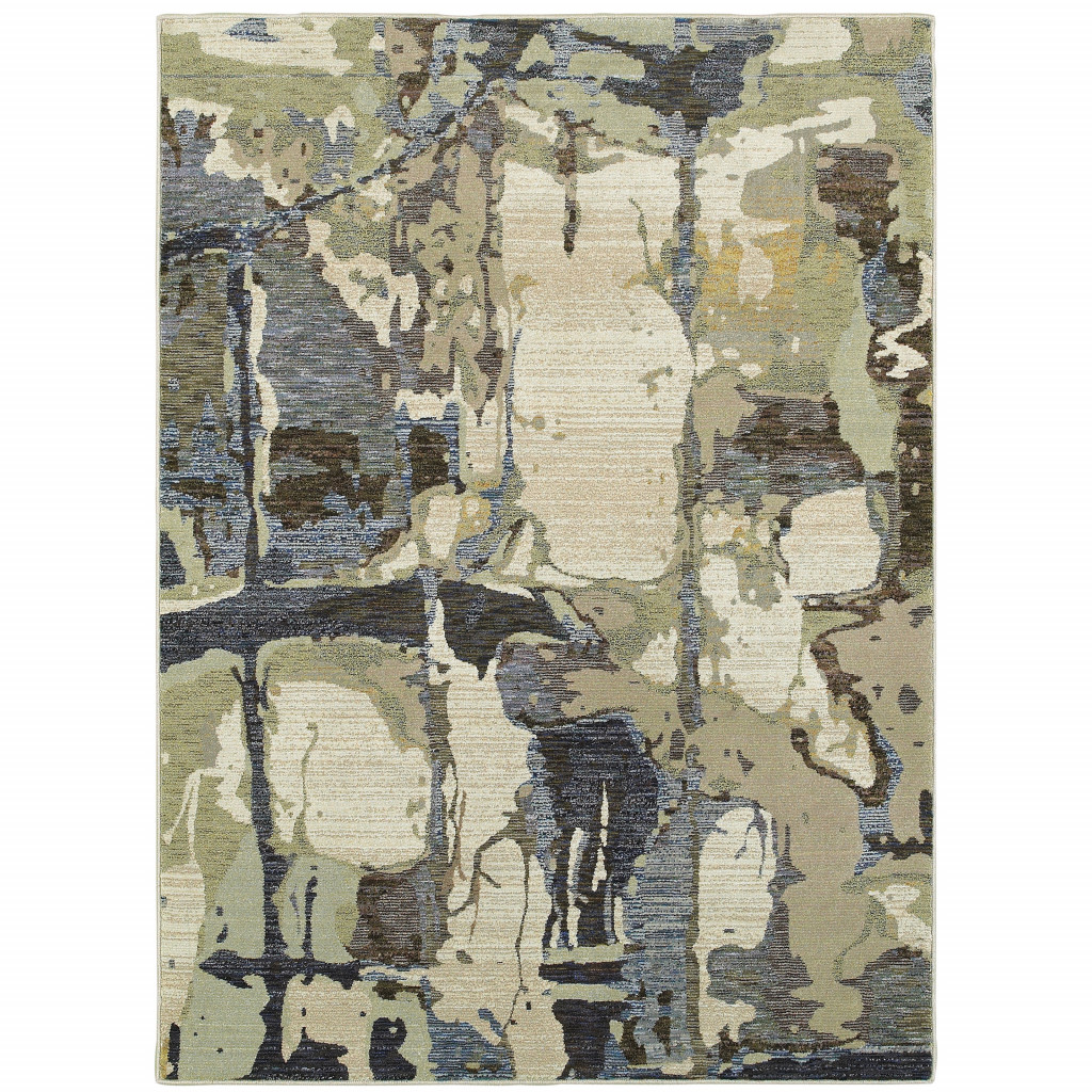 510534 6 x 9 ft. Blue & Gray Abstract Power Loom Stain Resistant Rectangle Area Rug