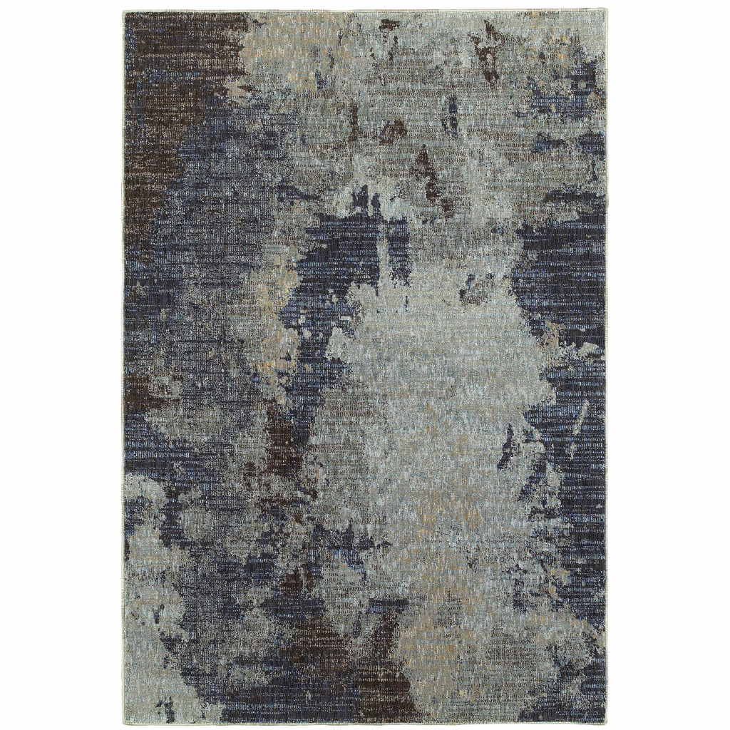 2 x 3 ft. Navy & Blue Abstract Power Loom Stain Resistant Rectangle Area Rug