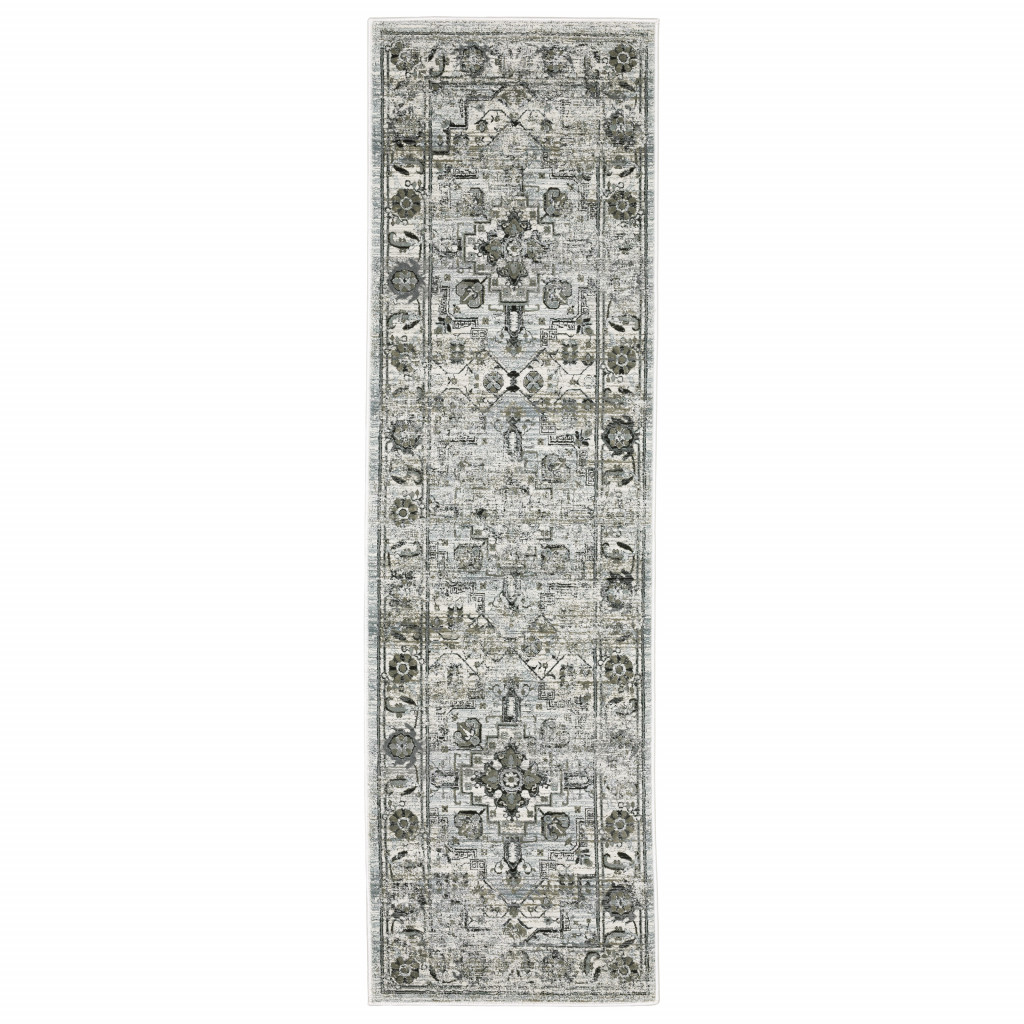 2 x 8 ft. Multi Color Oriental Power Loom Stain Resistant Runner Rug