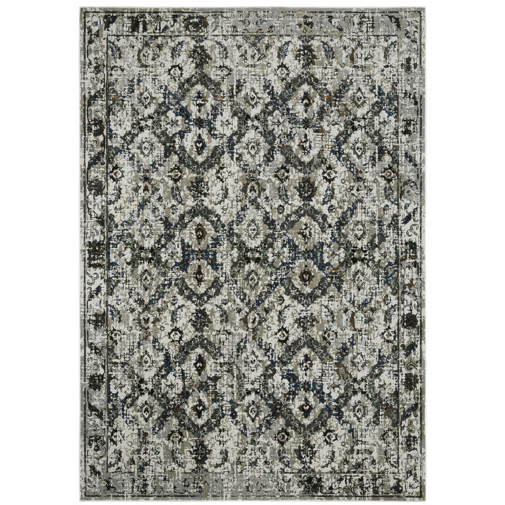 10 x 13 ft. Oriental Power Loom Stain Resistant Area Rug, Multi Color