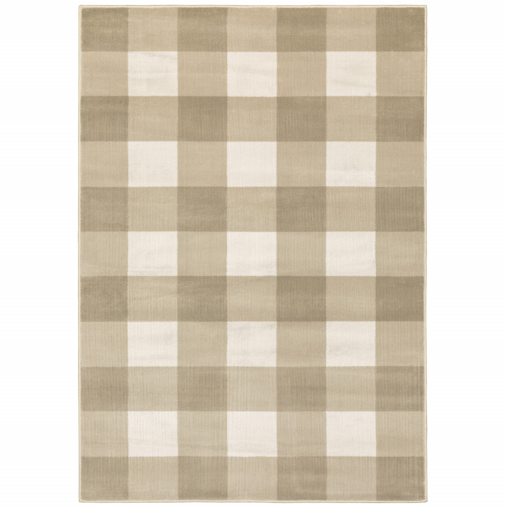 4 x 6 ft. Beige & Ivory Geometric Power Loom Stain Resistant Rectangle Area Rug
