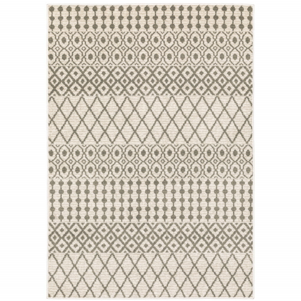 508954 5 x 7 ft. Ivory & Gray Geometric Power Loom Stain Resistant Rectangle Area Rug