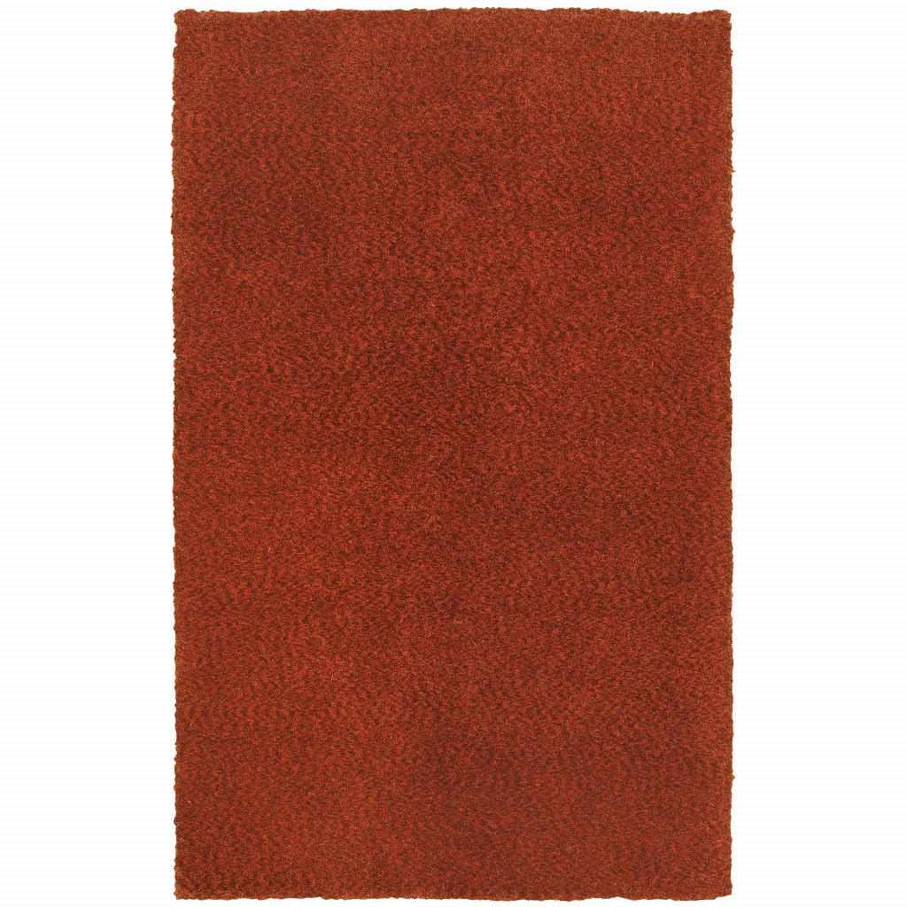 509000 3 x 5 ft. Rust Red Shag Hand Tufted Handmade Stain Resistant Rectangle Area Rug