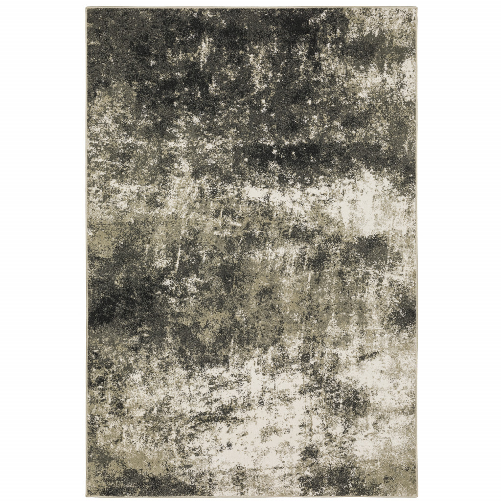 6 x 9 ft. Charcoal Gray & Beige Abstract Power Loom Stain Resistant Rectangle Area Rug