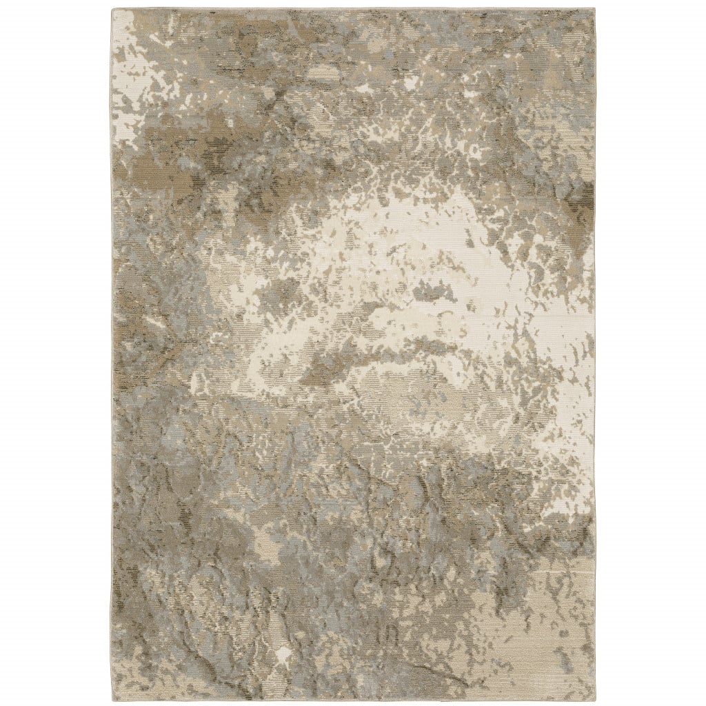 6 x 9 ft. Gray Beige & Ivory Abstract Power Loom Stain Resistant Rectangle Area Rug - Gray Beige and Ivory - 6 x 9 ft.