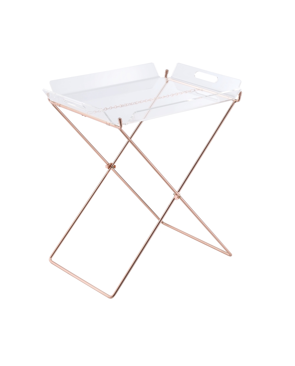 25 x 22 x 16 in. Clear Acrylic & Copper Tray Table