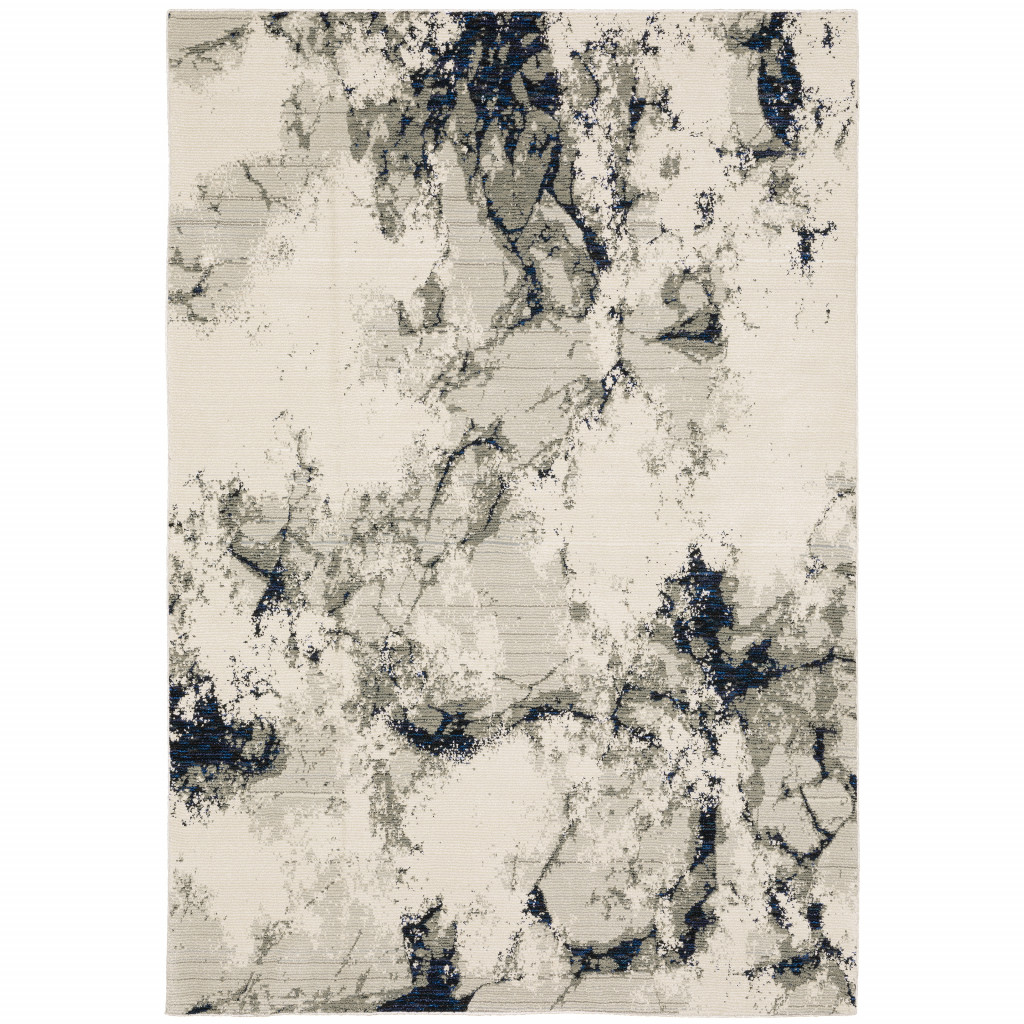 510450 3 x 5 ft. Gray Black & Ivory Abstract Power Loom Stain Resistant Rectangle Area Rug